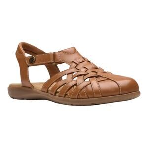 Clarks Women's Elizabelle Mia Leather Closed Toe Sandals Tan Size 8 1/2